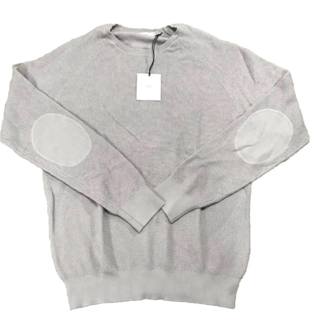 NEW⚓️Onia Men Waffle Knit Cotton Cashmere Crewneck Sweater XL Heather Gray